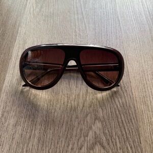 quay australia set list brown aviator shield shape statement sunglasses eyewear